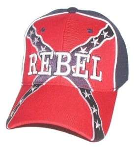 REBEL/CONFEDERATE FLAG BALL CAP HAT   EMBROIDERED  