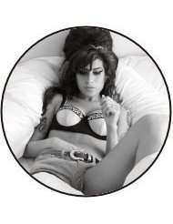 Amy Winehouse   In Bra & Shorts on Bed   Black & White   Button / Pin