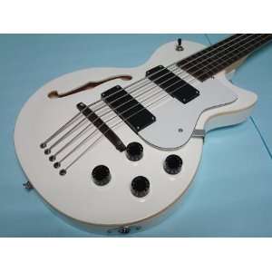  Electric Bass Guitar, Hollow Body Guitar, White Musical 