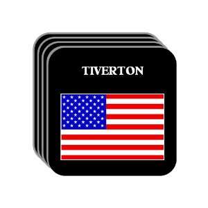US Flag   Tiverton, Rhode Island (RI) Set of 4 Mini Mousepad Coasters
