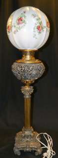 ANTIQUE 1890s BRADLEY & HUBBARD BRASS BANQUET LAMP  