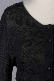 GRACE DANE LEWIS Black Pattern Knit Cardigan Skirt NWT  