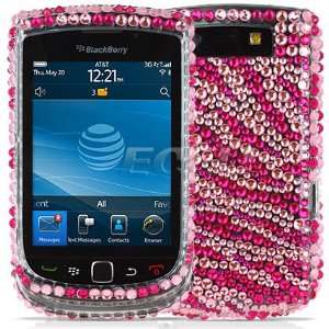   NEW PINK STRIPES CRYSTAL BLING CASE FOR BLACKBERRY 9800 Electronics