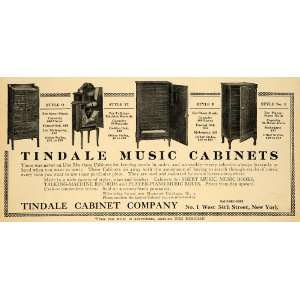  1914 Ad Tindale Wooden Music Cabinet Records Piano Roll 