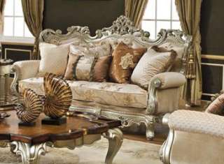 Antiqued Silver French Baroque 3 Seater Sofa  