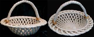 view of 1 Majolica Basket Stlye Candy Dish   ITALIAN   1960s   Gold 