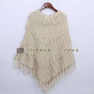 Ox Horn Button Tassels Layered Sweater Cape Coat S #Ti2  