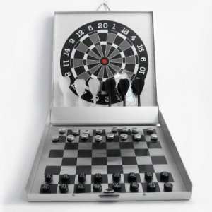   in 1 Magnetic Dart Board + Chess with Travel Case Toys & Games