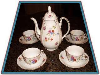 Bavarian Antique Floral Tea or Coffee Set with Demitasse Cups and 