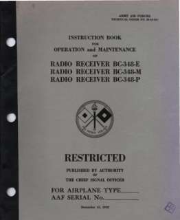 BC348 BC 224 BC 348 RADIO RECEIVER SET SERVICE MANUALS  