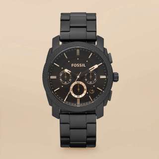New Fossil Mens Machine Stainless Steel Watch   Black #FS4682  