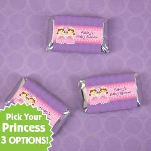 Twin Princesses   20 Mini Candy Bar Wrapper Sticker Labels Baby Shower 
