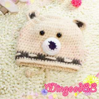 Crochet Knit Beanie Handmade Baby Photo Prop Hat 2in1  
