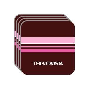 Personal Name Gift   THEODOSIA Set of 4 Mini Mousepad Coasters (pink 