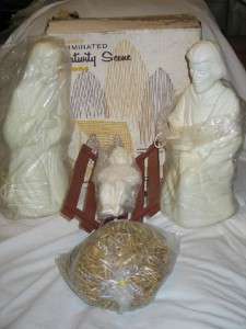 Vintage Christmas Beco Lighted Blowmold Nativity Set IB  