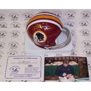 Joe Theisman   Riddell   Autographed 2 Bar Throwback Mini Helmet w/NFL 