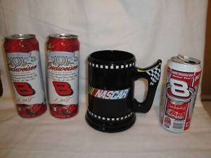NASCAR 6 Mug Budweiser Dale Jr Beer Cans 24oz & 16oz  