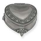 Silver Heart Trinket box with bow and Red Velvet Lining