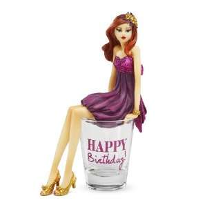 Happy Birthday by Hiccup, Girl in Shot Glass, 5.75 Inches Tall with 