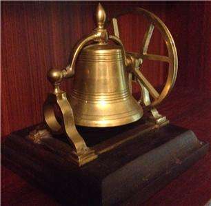 Solid BRASS BELL Antique Wheel Ship Mounted Counter Retro Vintage 