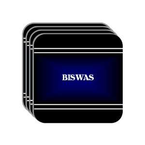 Personal Name Gift   BISWAS Set of 4 Mini Mousepad Coasters (black 