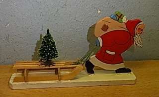   German Erzgebirge Wood Fretwork Santa Clause with Sleigh #S  