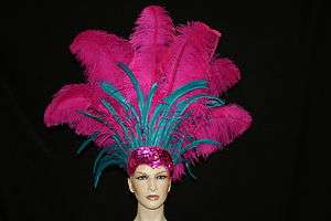 Ostrich Feather Headdress Showgirl Samba Carnival  