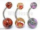14g Hand Painted Belly Button Navel Rings Bars Ear 9ASL