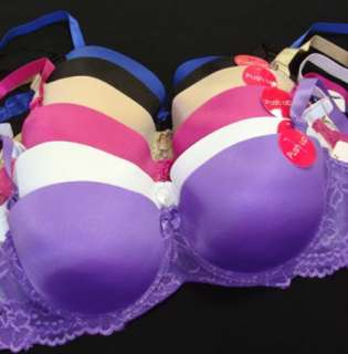 Sexy Push UP Balconette half Cup Padded Bras 42D Purple Blue  