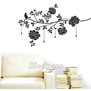   and Bird Home Art Mural Decor Wall Sticker with Jewelry VS 609 Black