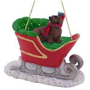  Red Doxie in a Sleigh Christmas Ornament