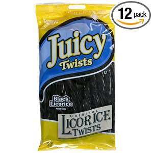 Kennys Candy Juicy Black Twists, 9 Ounce Packages (Pack of 12 