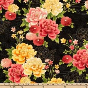  4344 Wide Pearl River Large Floral Black Fabric By The 