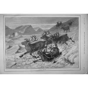  Scene Man Shooting Reindeer Mountains 1893 Snow Winter 