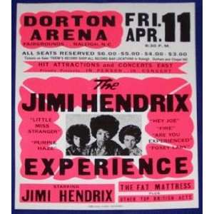    Jimi Hendrix Globe Cardboard Concert Poster Raleigh