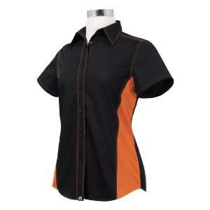 Chef Works CSWC BLO XL Women Universal Contrast Shirt, Black / Orange 