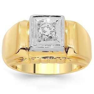  14K Yellow Gold Mens Diamond Pinky Ring 0.25 Ctw Jewelry