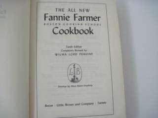 FANNY FARMER BOSTON COOKING SCHOOL COOKBOOK 10TH EDITION 1959  