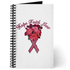 Journal (Diary) with Cancer Pink Ribbon Survivor Hope Faith Love on 