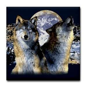 Blue Moon Wolves Dog Tile Coaster by   Kitchen 
