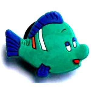 Green Flounder fish w blue fins Jibbitz Crocs Hole Bracelet Shoe Charm 