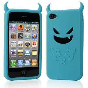  Light Blue Devil Demon Soft Case for iPhone 4 (Free Screen 