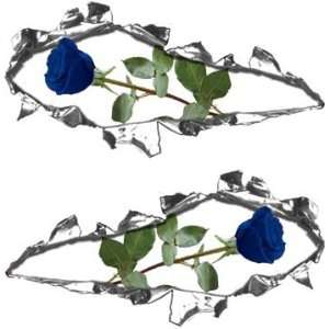   Look Decals with Blue Rose   3 h x 6 w   REFLECTIVE 