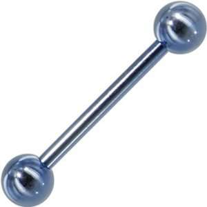  Solid Titanium Light Blue Barbell Tongue Ring Jewelry