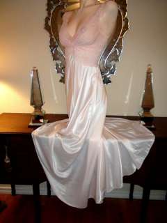 Vintage OLGA Nightgown Pink SATIN TwistTop RARE Designer GOLD Label 