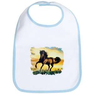  Baby Bib Sky Blue Horse at Sunset 