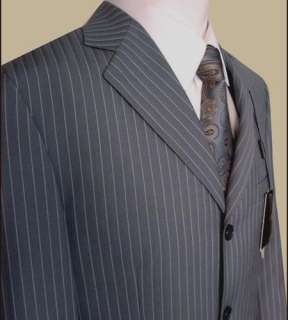 testi men s 3 button style charcoal gray pinstripe suit