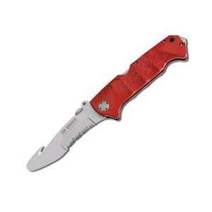   Jim Wagner Rescue Knife, Red FRN Handle, ComboEdge