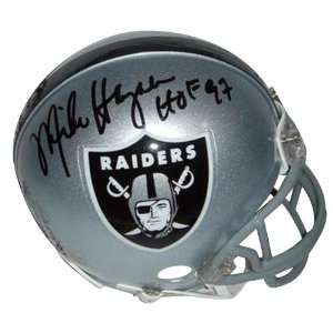 Michael Haynes Autographed Mini Helmet   Oakland Raiders w/ HOF 97 