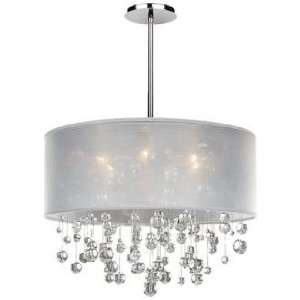  Danube Crystal and White Shade 21 Wide Pendant Chandelier 